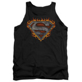 Superman Iron Fire Shield Adult Tank Top T-Shirt Black
