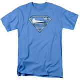 Superman Tribal Chrome Shield Adult 18/1 T-Shirt Carolina Blue