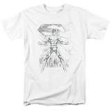 Superman Super Sketch Adult 18/1 T-Shirt White