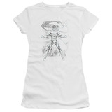 Superman Super Sketch Junior Women's Sheer T-Shirt White