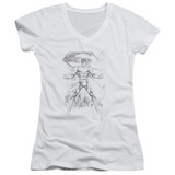 Superman Super Sketch Junior Women's V-Neck T-Shirt White