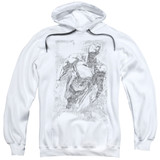 Superman Exploding Space Sketch Adult Pullover Hoodie Sweatshirt White