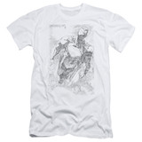 Superman Exploding Space Sketch Adult 30/1 T-Shirt White