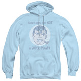 Superman Good Looks Adult Pullover Hoodie Sweatshirt Light Blue