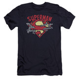 Superman Chain Breaking Premuim Canvas Adult Slim Fit 30/1 T-Shirt Navy