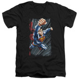 Superman Faster Than Adult V-Neck T-Shirt Black