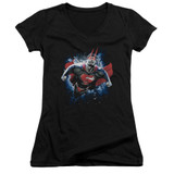 Superman Stardust Junior Women's V-Neck T-Shirt Black