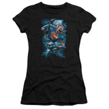 Superman Stormy Flight Junior Women's Sheer T-Shirt Black