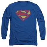 Superman Super Rough Adult Long Sleeve T-Shirt Royal Blue