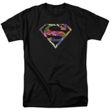 Superman Hawaiian Shield Adult 18/1 T-Shirt Black