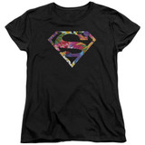Superman Hawaiian Shield Women's T-Shirt Black