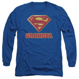 Superman Super Grandpa Adult Long Sleeve T-Shirt Royal Blue