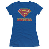 Superman Super Grandpa Junior Women's Sheer T-Shirt Royal Blue
