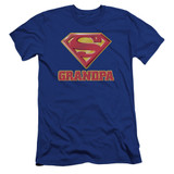 Superman Super Grandpa Premuim Canvas Adult Slim Fit 30/1 T-Shirt Royal Blue