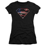 Superman Super Patriot Junior Women's Sheer T-Shirt Black
