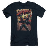 Superman Lift Up Adult 30/1 T-Shirt Navy