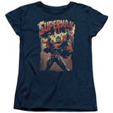 Superman Lift Up Women's T-Shirt Navy