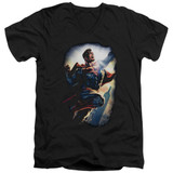 Superman Ck Superstar Adult V-Neck T-Shirt Black
