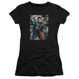 Superman Super Selfie Junior Women's Sheer T-Shirt Black