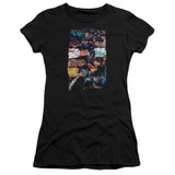 Superman Torn Collage Junior Women's Sheer T-Shirt Black