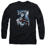Superman Protect Earth Adult Long Sleeve T-Shirt Black