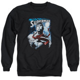 Superman Protect Earth Adult Crewneck Sweatshirt Black