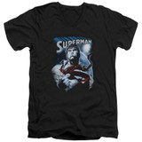 Superman Protect Earth Adult V-Neck T-Shirt Black
