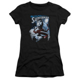 Superman Protect Earth Junior Women's Sheer T-Shirt Black