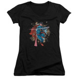 Superman Rock Breaker Junior Women's V-Neck T-Shirt Black