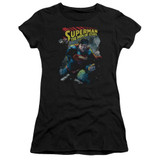 Superman Through The Rubble Junior Women's Sheer T-Shirt Black