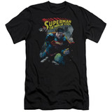 Superman Through The Rubble Premium Canvas Adult Slim Fit 30/1 T-Shirt Black