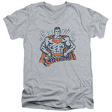 Superman Vintage Stance Adult V-Neck T-Shirt Athletic Heather