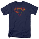 Superman Super Distressed Adult 18/1 T-Shirt Navy