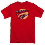 Superman Fly By Adult 18/1 T-Shirt Red