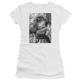 Superman Flight Of Steel Junior Women's Sheer T-Shirt White