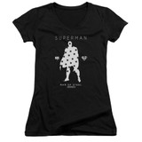 Superman Star Silhouette Junior Women's V-Neck T-Shirt Black