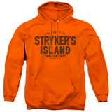 Superman Strykers Island Adult Pullover Hoodie Sweatshirt Orange