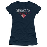 Superman Lifting Team Junior Women's Sheer T-Shirt Navy