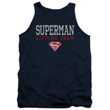 Superman Lifting Team Adult Tank Top T-Shirt Navy