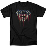 Superman Bleeding Shield Adult 18/1 T-Shirt Black