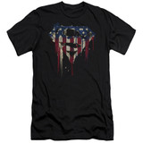 Superman Bleeding Shield Premium Canvas Adult Slim Fit 30/1 T-Shirt Black