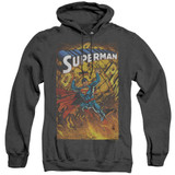 Superman One Adult Heather Hoodie Sweatshirt Black