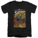 Superman One Adult V-Neck T-Shirt Black