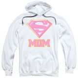 Superman Super Mom Pink Adult Pullover Hoodie Sweatshirt White