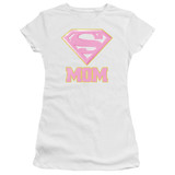 Superman Super Mom Pink Junior Women's Sheer T-Shirt White