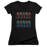 Superman Super Booths Junior Women's V-Neck T-Shirt Black