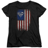 Superman Old Glory Shield S/S Women's T-Shirt Black