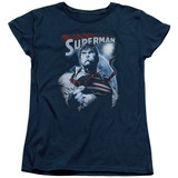 Superman Honor And Protect S/S Women's T-Shirt Navy