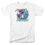 Superman Supergirl Airbrush Adult 18/1 T-Shirt White