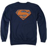 Superman Vintage Shield Collage Adult Crewneck Sweatshirt Navy